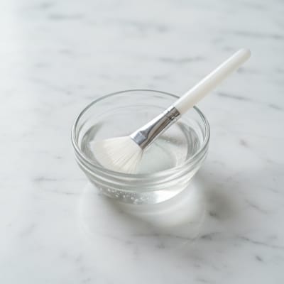 Chemical peel solution applied during a dermatology session