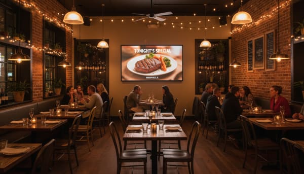 Indoor digital billboard ad running in a high-traffic local venue