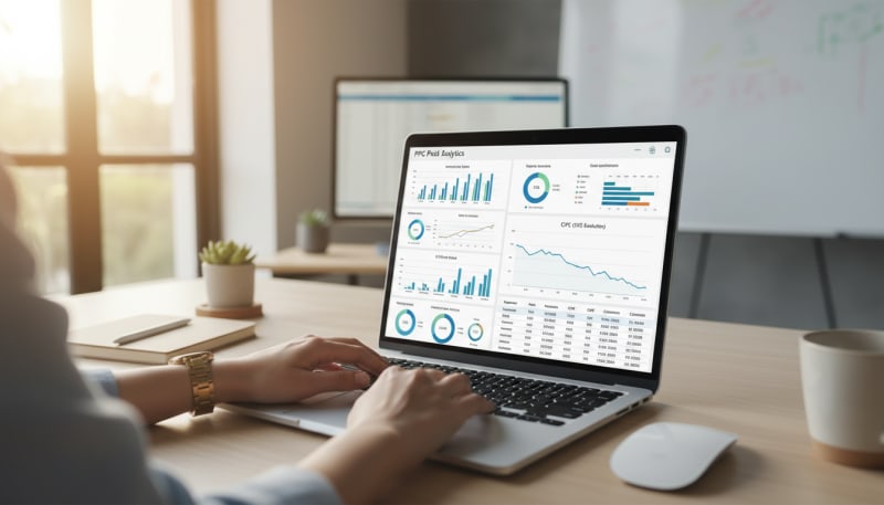 Pay-per-click advertising campaign results dashboard