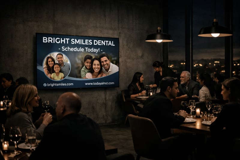 Local business advertising on indoor digital billboard