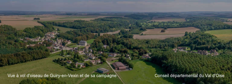 Vue à vol d'oiseau de Guiry-en-Vexin et de sa campagne