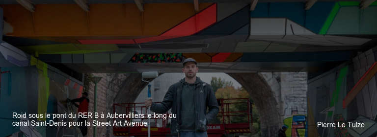 Roid sous le pont du RER B à Aubervilliers le long du canal Saint-Denis pour la Street Art Avenue