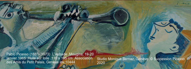 Pablo Picasso (1881- 1973) .L’Aubade .Mougins, 19-20 janvier 1965 .Huile sur toile .130 x 195 cm .Association des Amis du Petit Palais, Genève inv.10444