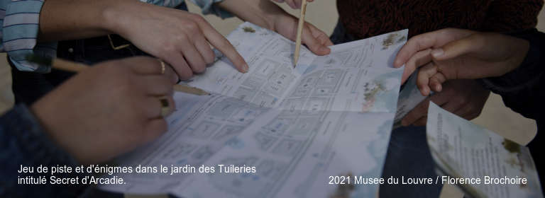 Jeu de piste et d'énigmes dans le jardin des Tuileries intitulé Secret d'Arcadie.