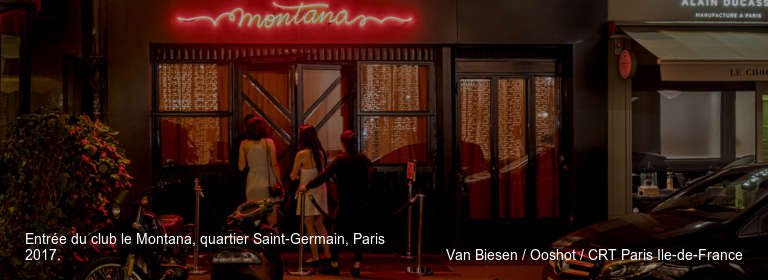 Entrée du club le Montana, quartier Saint-Germain, Paris 2017.