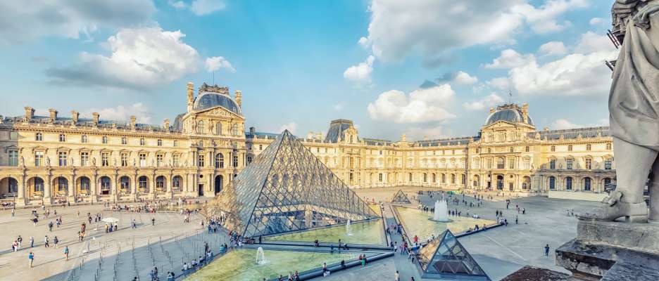 Courtyard of the Louvre Museum with its Great Pyramid