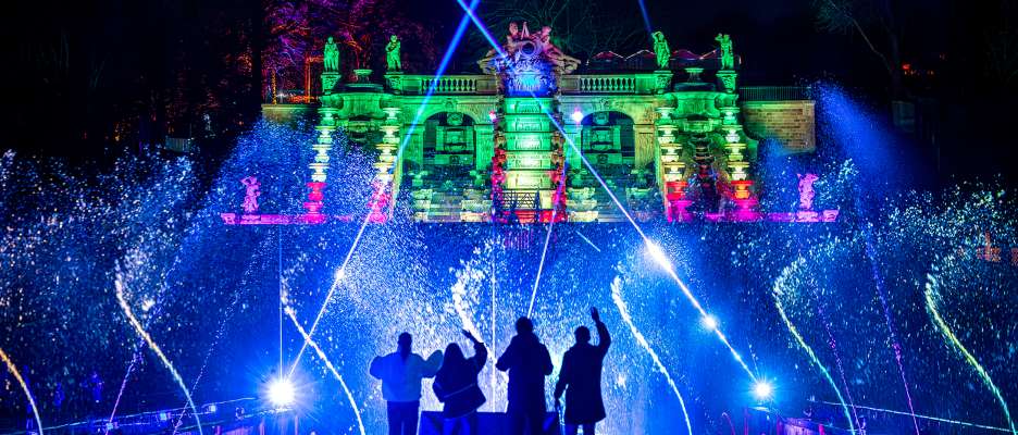 The water palace, green waterfall