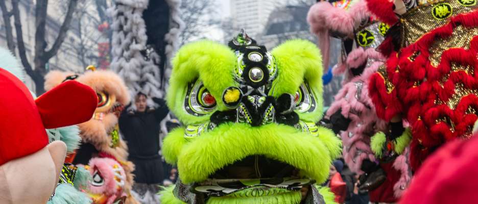Lion dance during the Chinese New Year parade