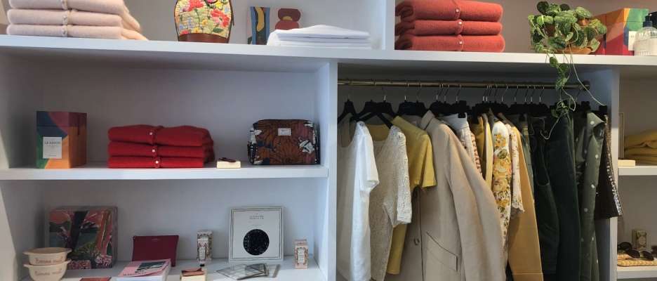 Clothing and accessories sections in the Sezane store