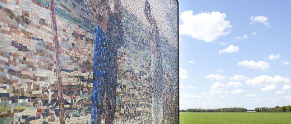 Tableau de mosaïque à l'endroit où a été peint L'Angélus
