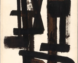 Soulages, Brou de noix sur papier marouflé sur toile