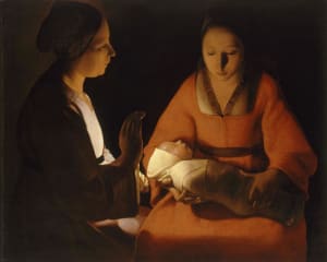 Le Nouveau Né, Vers 1645,Huile sur toile, 76.7 x 92.5 cm Rennes, Musée des beaux-arts