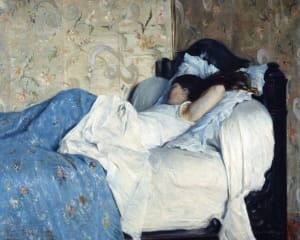 Jeune fille endormie dit aussi Intérieur avec figure féminine endormie