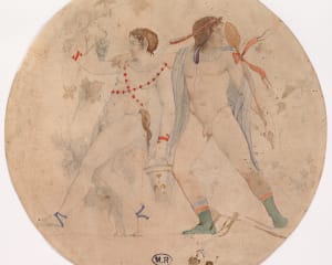 Auguste Rodin, Bacchanale d'après un vase antique, 1870 (avant), Crayon graphite, aquarelle et papier découpé sur papier vélin