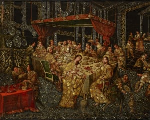 Les Noces de Cana 1696 Huile et techniques mixtes sur panneau, incrusté de nacre 58.8 x 75.5 cm The Hispanic Society of America