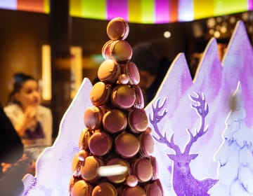 Décorations de Noël dans une vitrine de magasin
