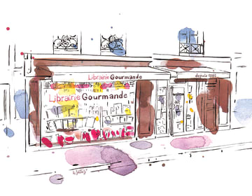 Dessin de la façade de la librairie gourmande