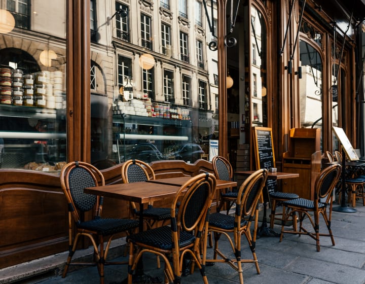 Terrace of a bistro in Paris