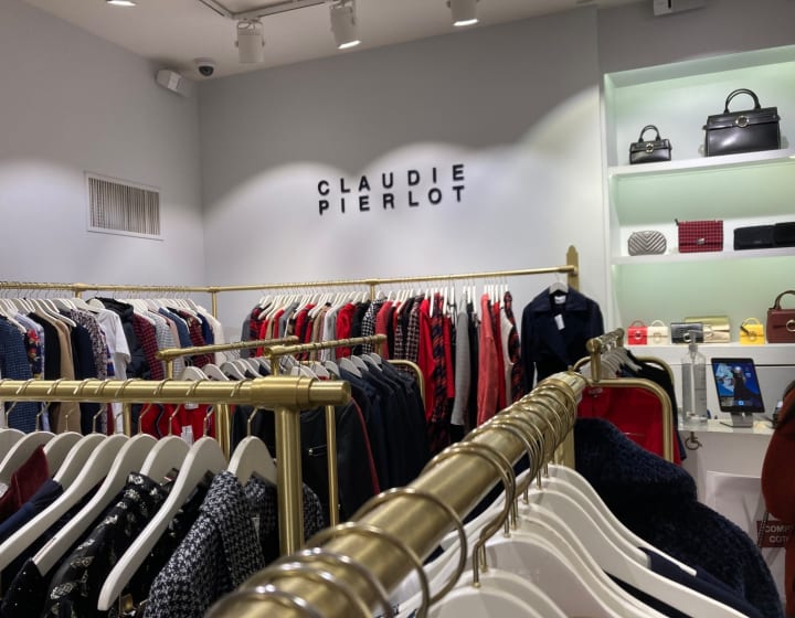 Clothing and bag sections of the Claudie Pierlot Stock store