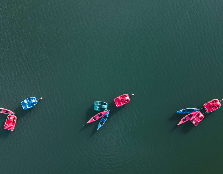 Pedalo on a lake in summer
