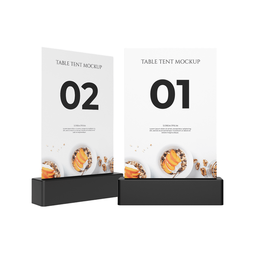Table Tents packaging example