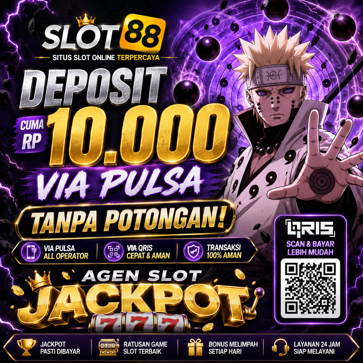 CUAN123 : Slot88 Deposit 10.000 via Pulsa Tanpa Potongan & QRIS | Agen ...