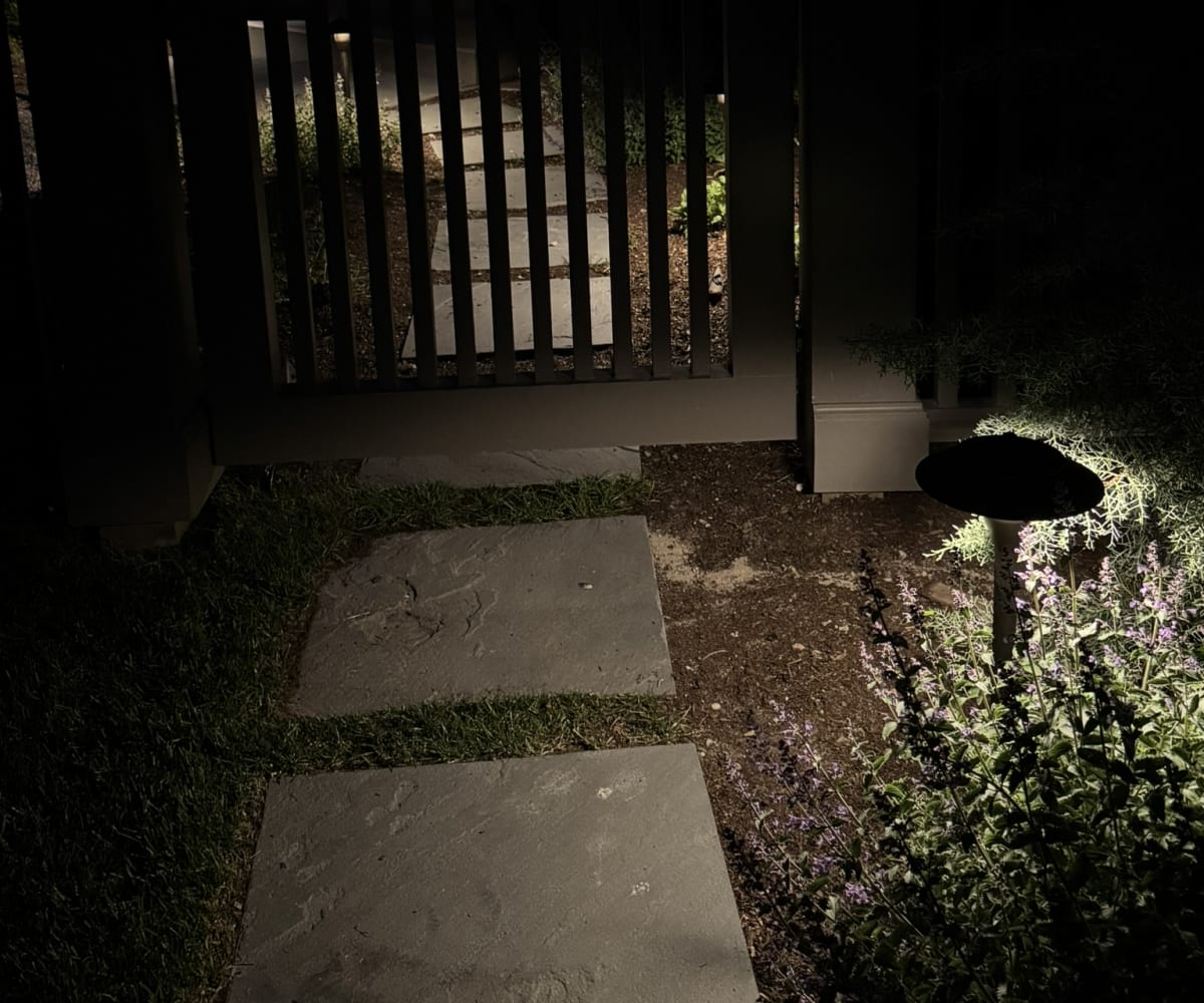 Greenport landscape lighting for a waterfront evening setting