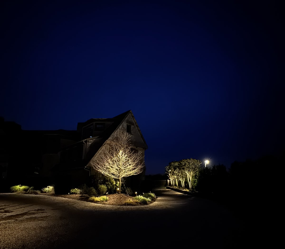 Cutchogue landscape lighting at a North Fork property