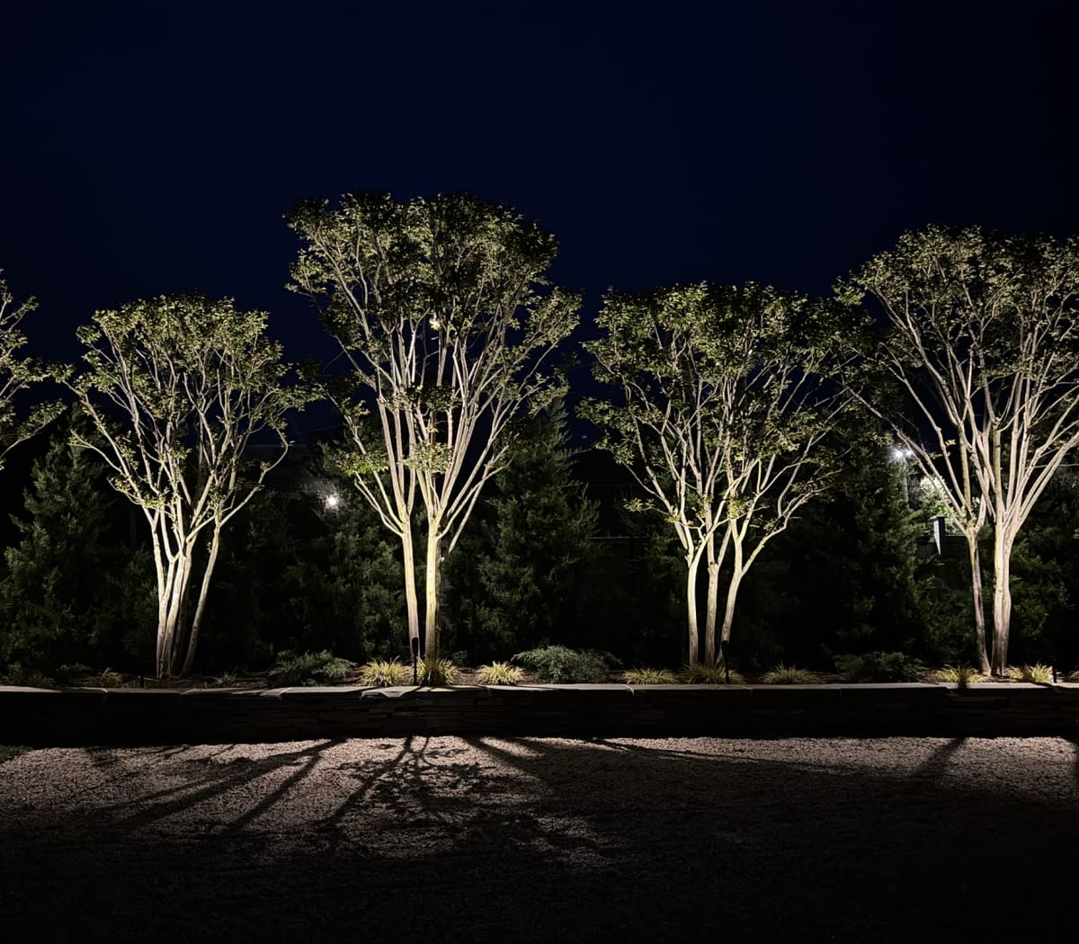 Low-glare outdoor lighting for a North Haven property