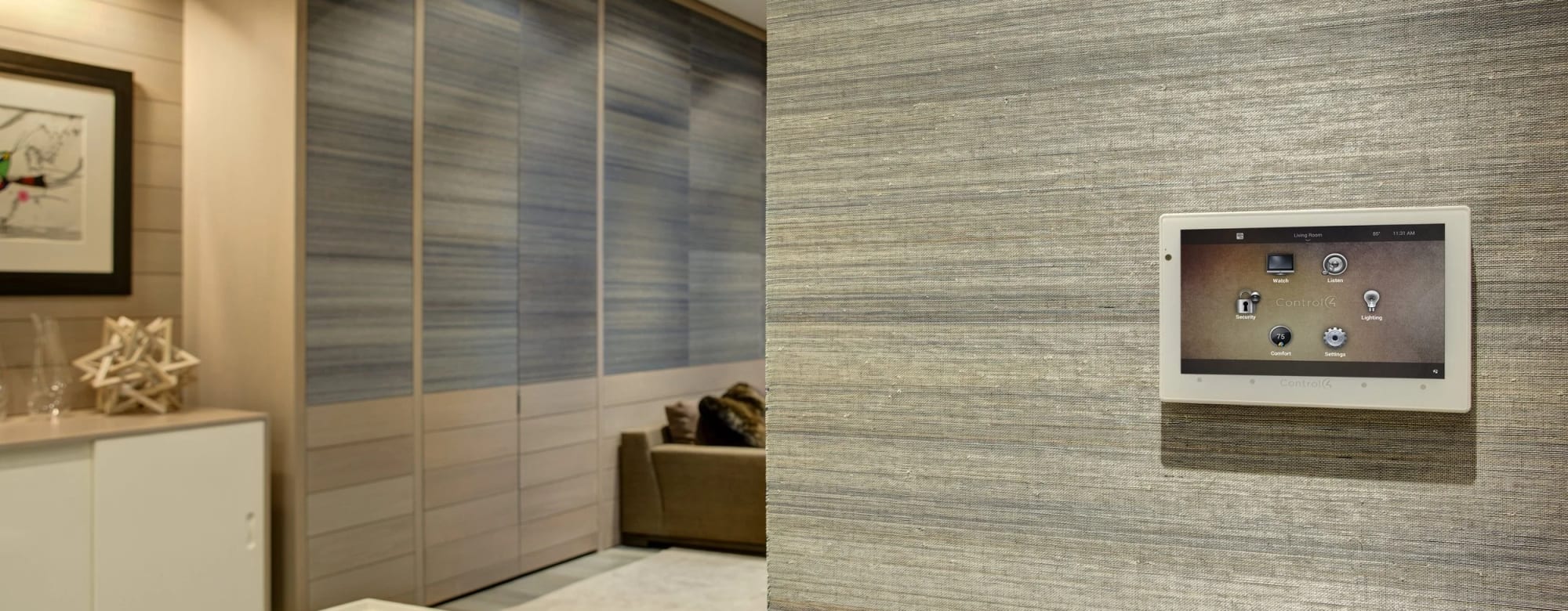 Wall-mounted smart home control interface for a Westchester County residence
