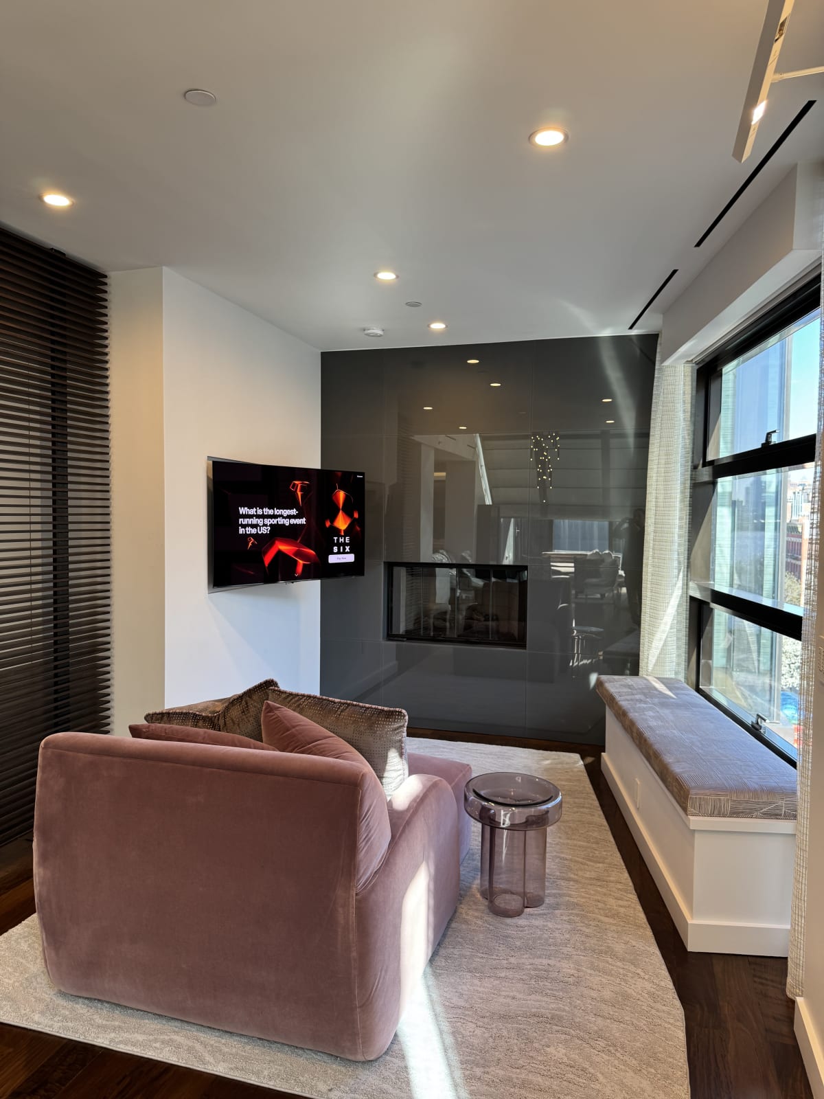 Discreetly integrated media room technology in a refined residence