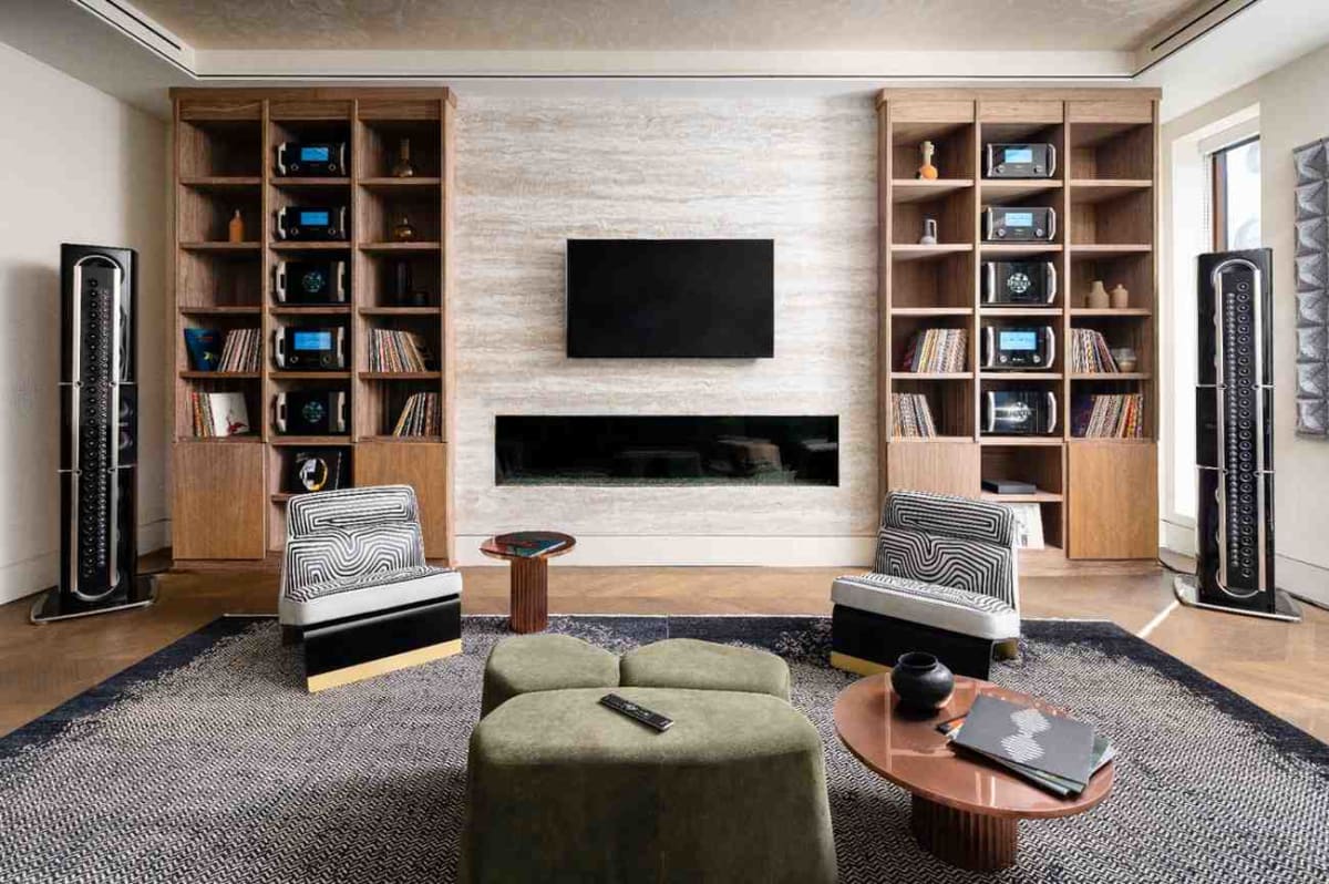 Multipurpose media room designed for movies, sports and entertaining
