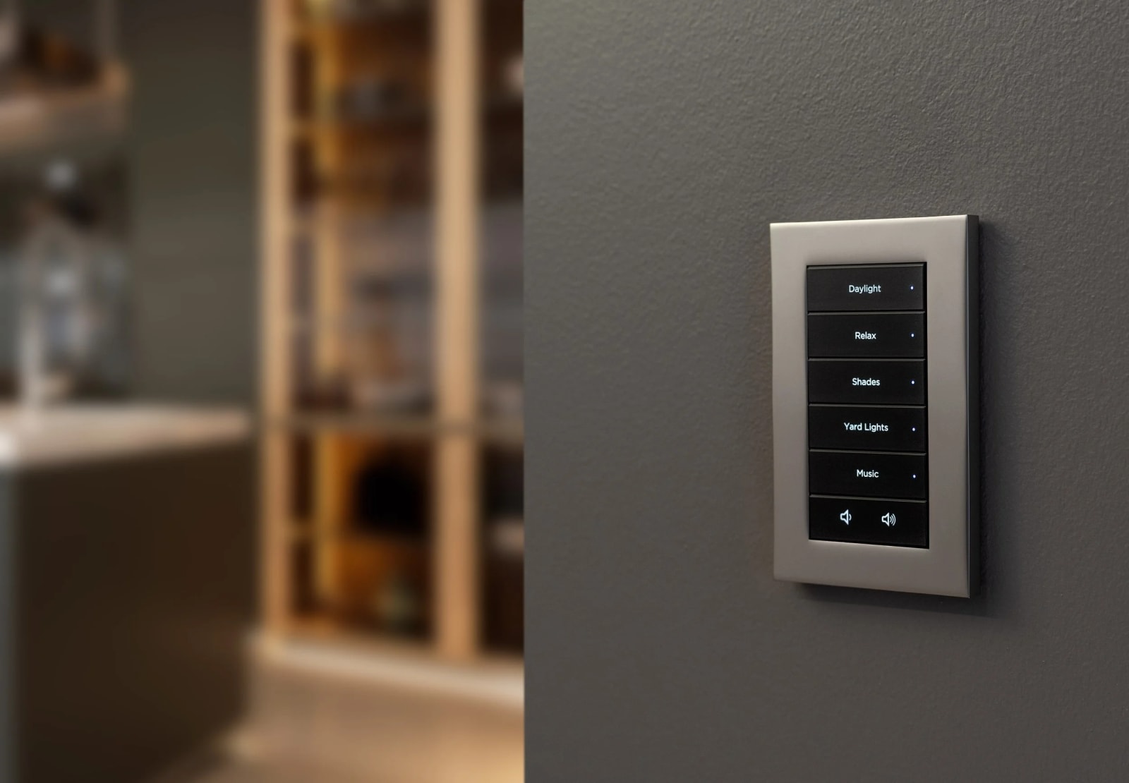 LUX by Control4 designer keypad with Daylight, Relax, Shades and Music scenes