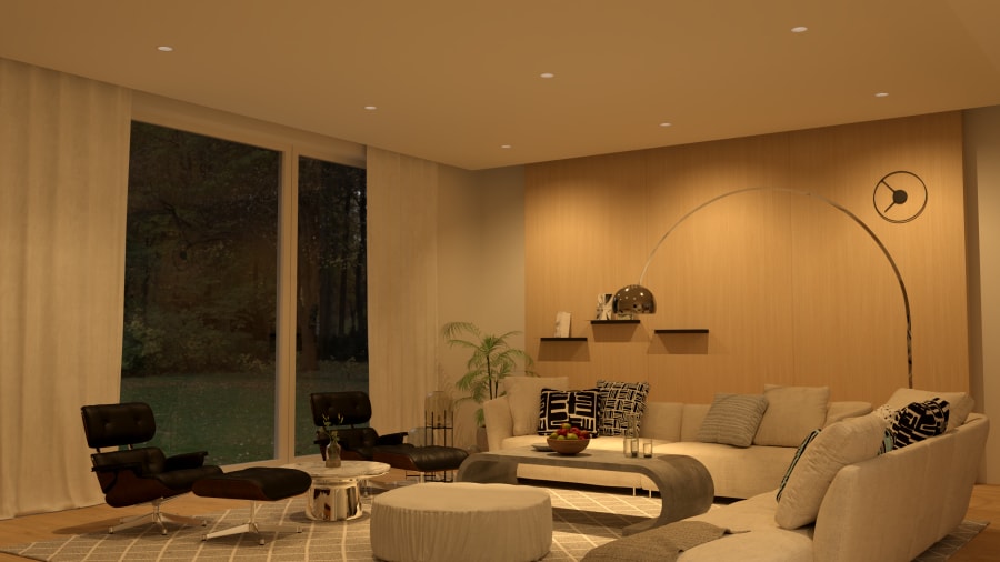 Layered architectural lighting in a luxury living room — Ketra tunable LED by HTE