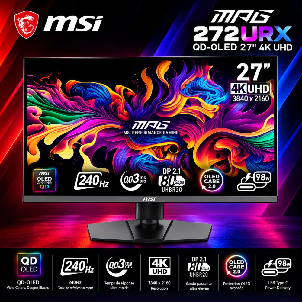 ECRAN MSI MPG 272URX QD-OLED 27 Inch 4K UHD