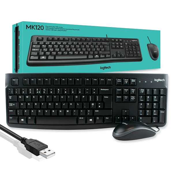 CLAVIER & SOURIS USB FILAIRE LOGITECH MK120