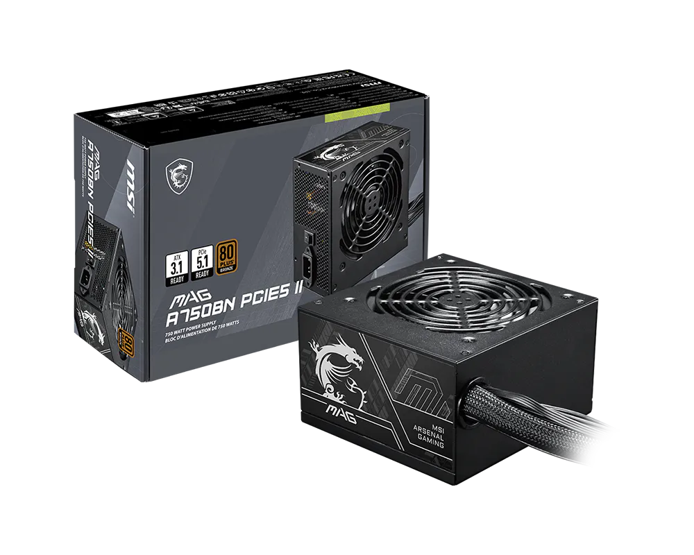 Alimentation MSI MAG A750BN PCIE5 II 750W 80 Plus Bronze ATX 3.1