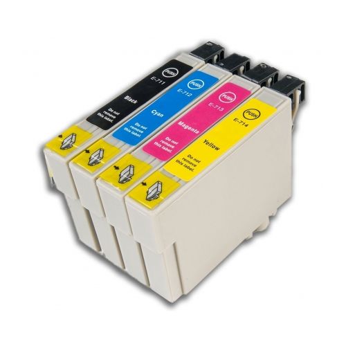 Pack de 4 Cartouches d’Encre Compatibles Epson T0711-T0714 – Noir, Cyan, Magenta, Jaune