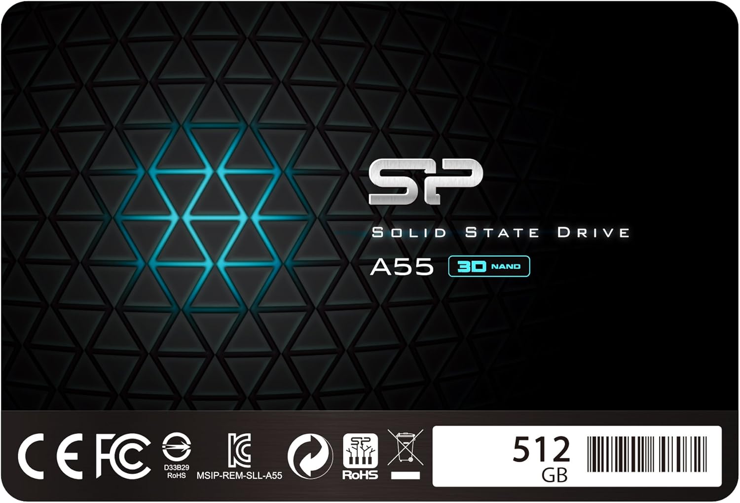 Silicon Power SSD 512Go 3D NAND A55 SLC Cache Performance Boost 2.5 pouces SATA III 7mm (0.28") Interne SSD