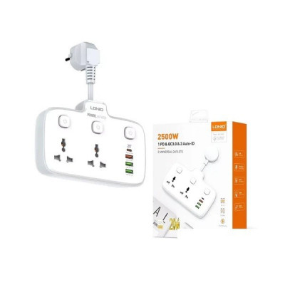 MULTIPRISES LDNIO SC2413 2 PRISES + 2 USB + PD 20W + QC3.0 (EU)