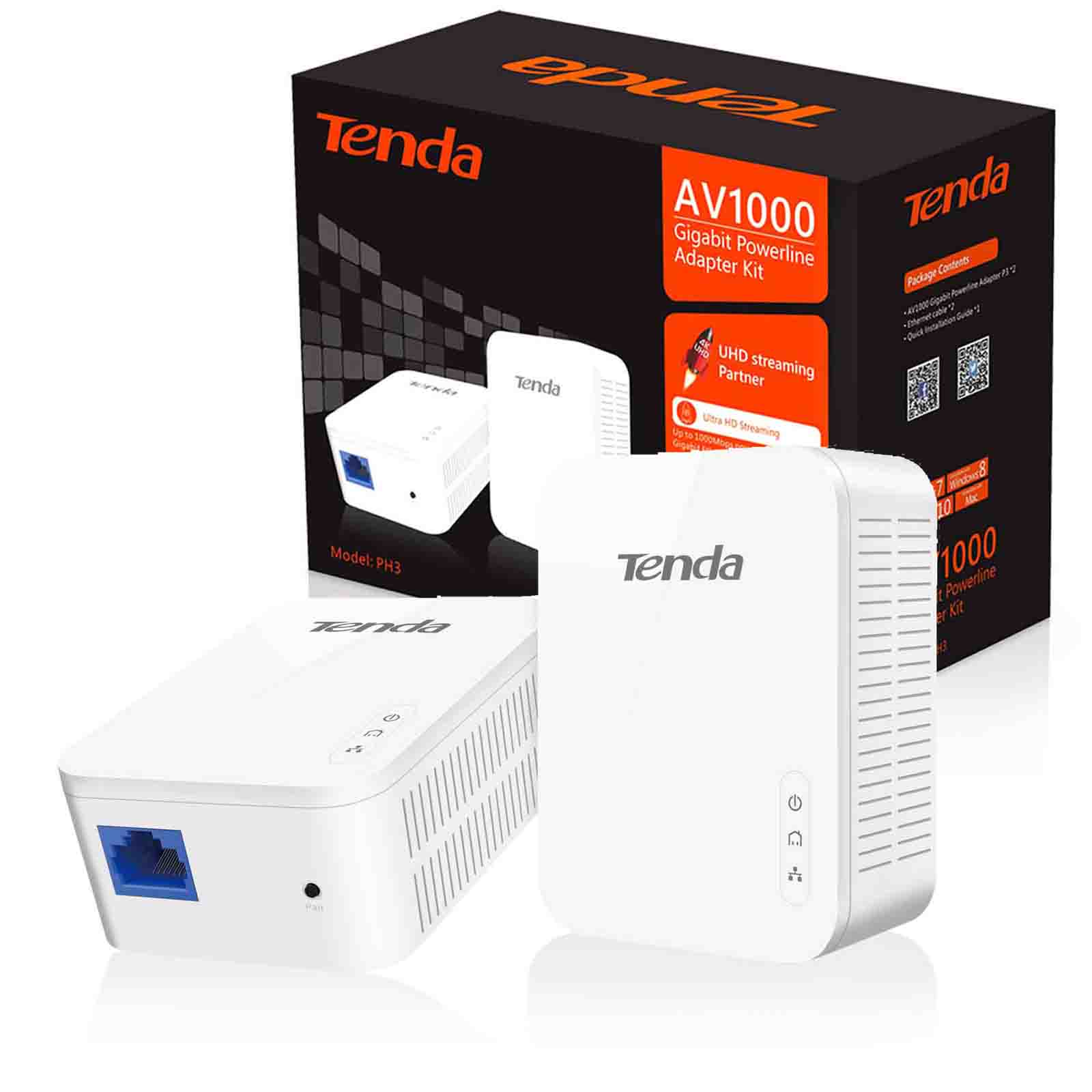 KIT CPL TENDA GIGABIT POWERLINE AV1000 PH3