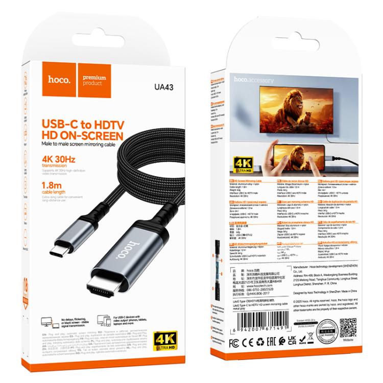 CABLE USB-C TO HDMI HOCO UA43