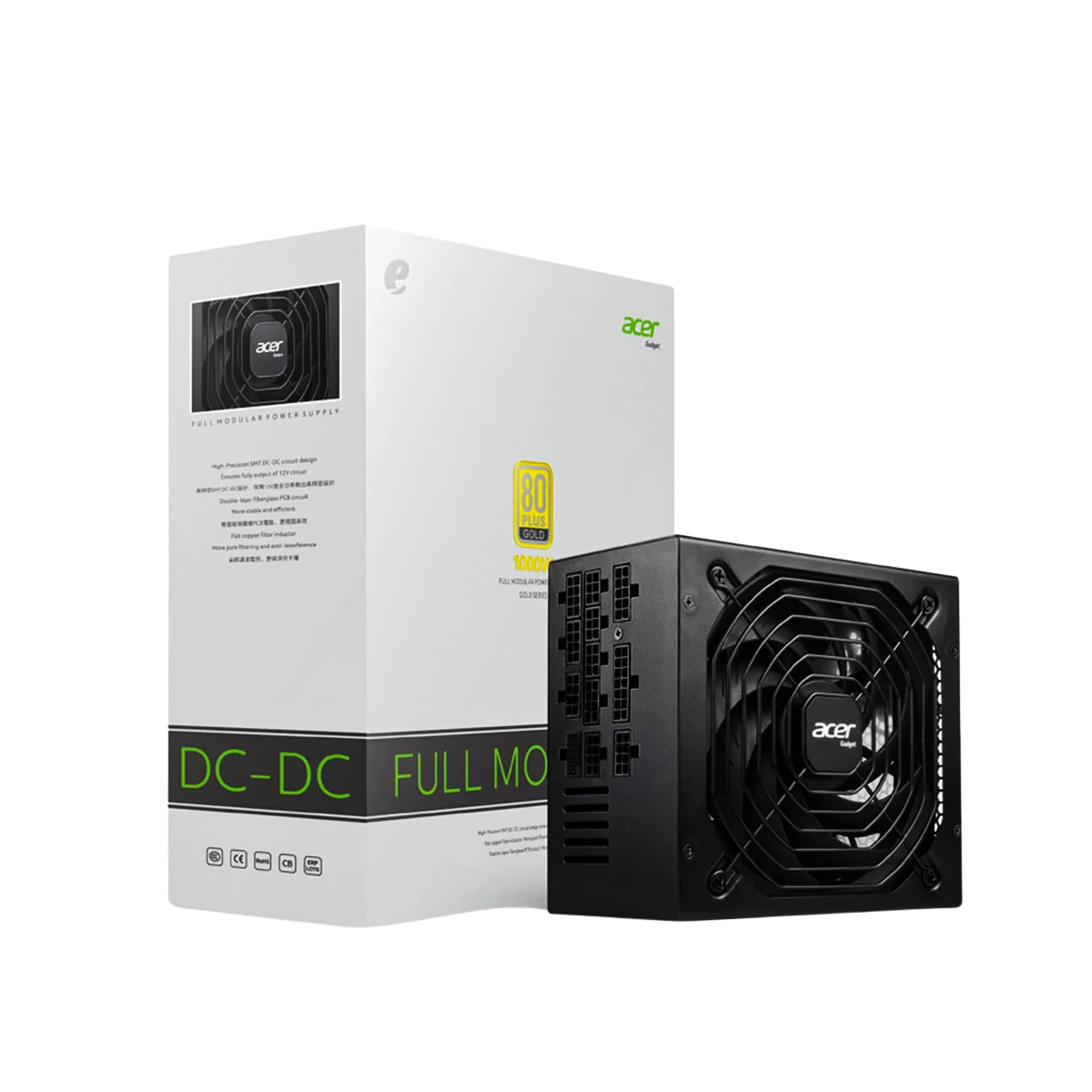 ACER 1000W 80PLUS GOLD FULL MODULAIR AC1000 BLACK