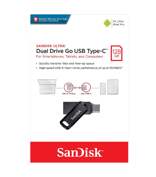 FLASH DISQUE SANDISK ULTRA DUAL DRIVE GO USB TYPE C 128GO