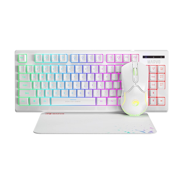 COMBO GAME MARVO CLAVIER & SOURIS +TAPIS DE SOURIS scorpion 3 IN1 LOOT 30 GM-310 RGB WHITE