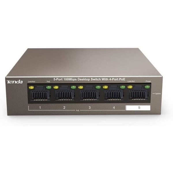 SWITCH 5 PORTS TENDA TEF1105P-4-63W (4 PORT POE) 10/100