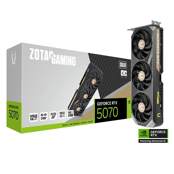 RTX 5070 12GB ZOTAC GAMING SOLID OC FAN X3 128BIT GDDR7