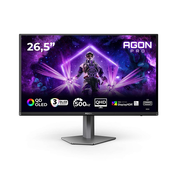 AOC AGON PRO 27" 500HZ 2K QHD OLED 0.03MS AG276QKD2 SPEAKERS HDR500 HDMI 2.1/ DP 2.1
