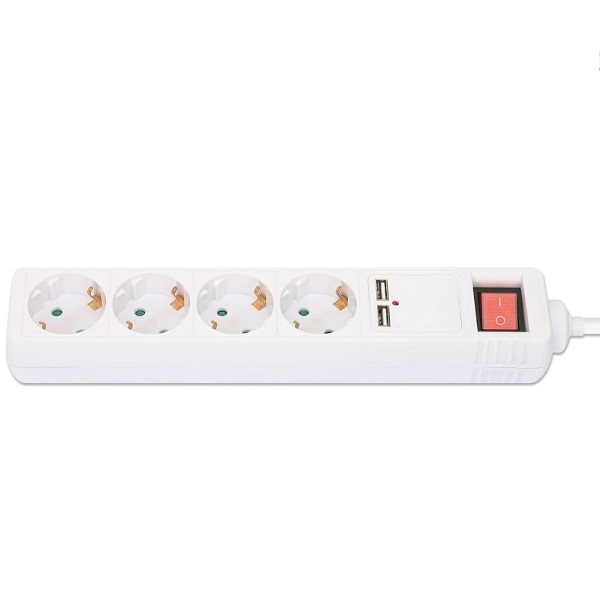 MANHATTAN 04xPRISES / 02xUSB 02M ETANCHE IP20 WHITE