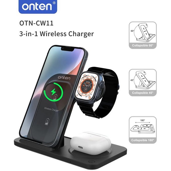 CHARGEUR SANS FIL OTEN PLIABLE 3 IN 1 OTN CW11 (TELEPHONE/SMARTWATCH/KITMAIN)